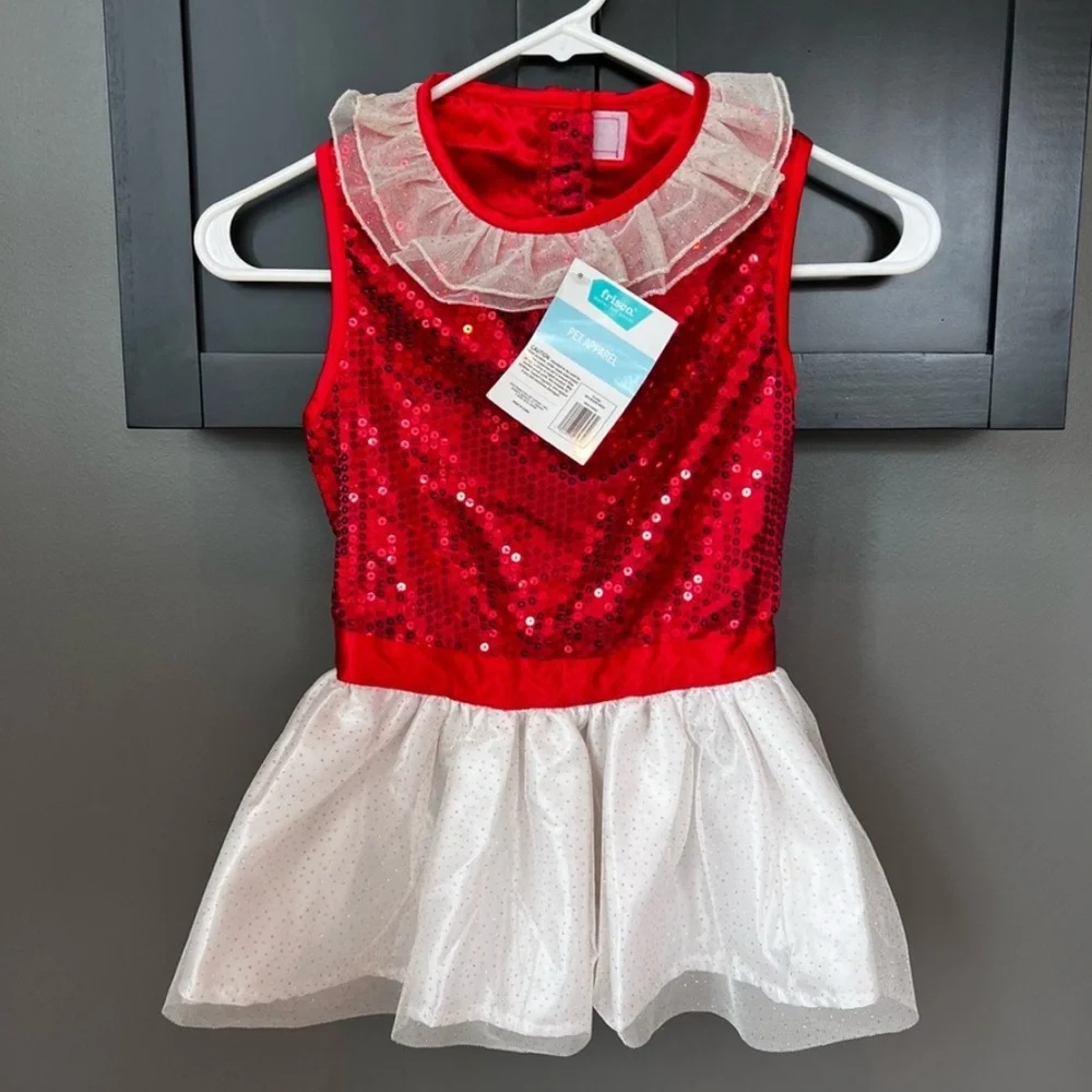 FRISCO XL Red Sequin Tulle Dog Dress Christmas Valentine Holiday Costume NWT